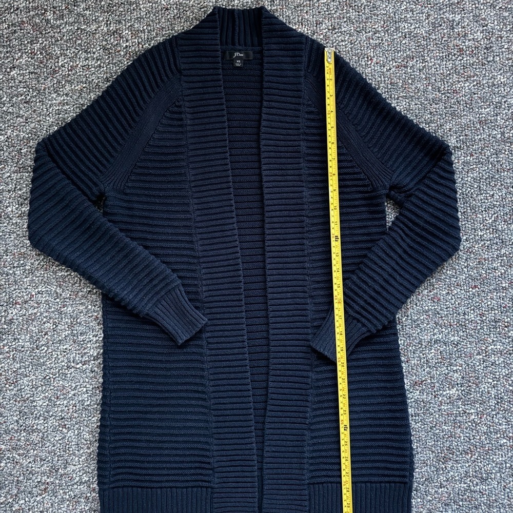 J. Crew Navy Blue Women 100% Cotton Thick Knit Cardigan Sweater XS